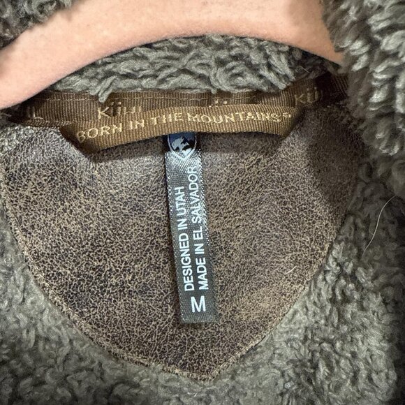 Kuhl Vest Womens Medium Sherpa Fleece Full Zip Hooded Silver Oak Embroidered - Picture 14 of 15